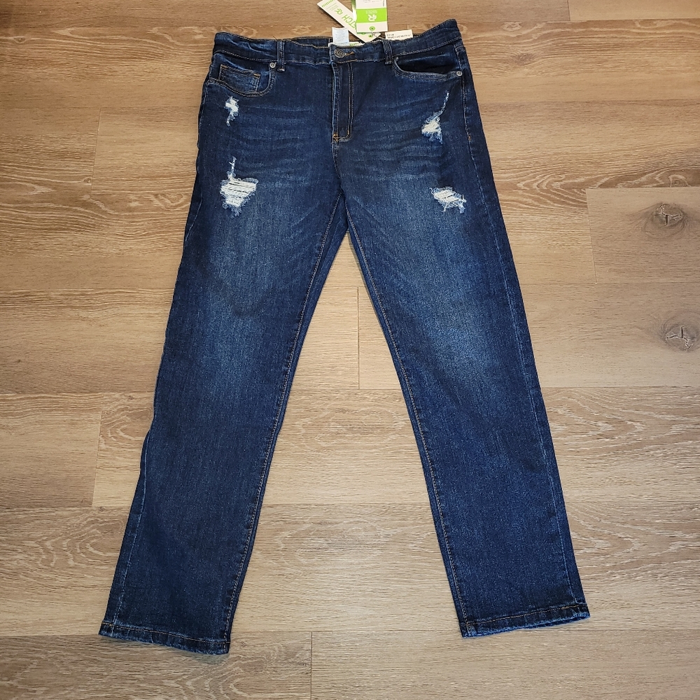 Refinery Republic Slim Jeans Mens Adult 36 x 30 Distressed Stretch Denim New